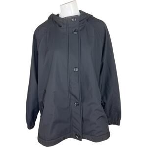 Dennis Basso V-Luxe Black Coat Hooded Zip Button Vent Adjustable 2X Outerwear